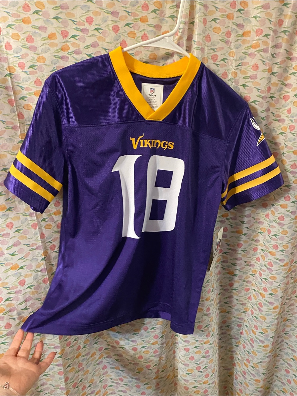 NFL Purple and Gold Vikings #18 Football Jersey